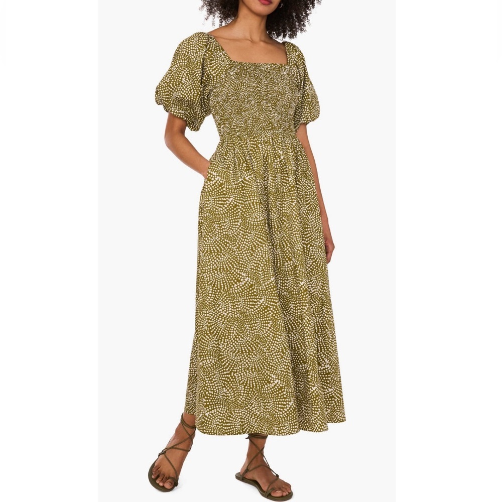 1.STATE Print Puff Sleeve Maxi Dress